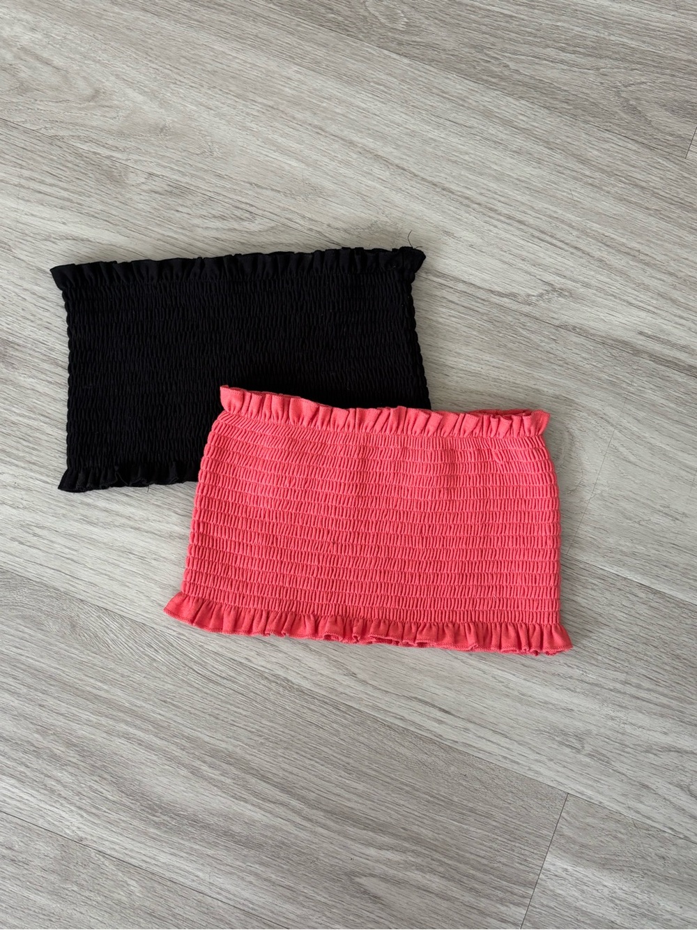 2 Zenana Tube Tops (Black & Coral Pink)